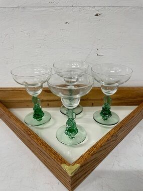 Vintage Cristal d'Arques "Siesta Man" Cactus Margarita Glass, Set of 4